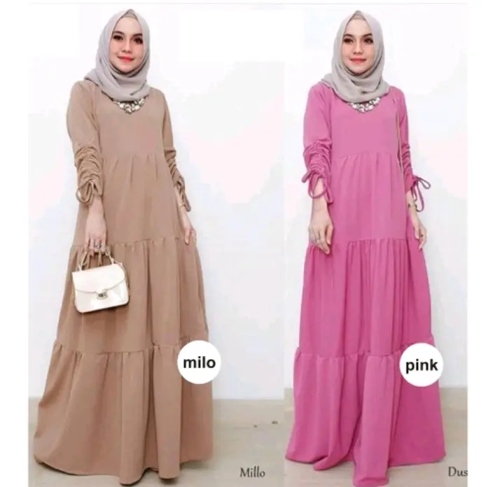 gamis jersey polos susun serut busui -dress jersey polos