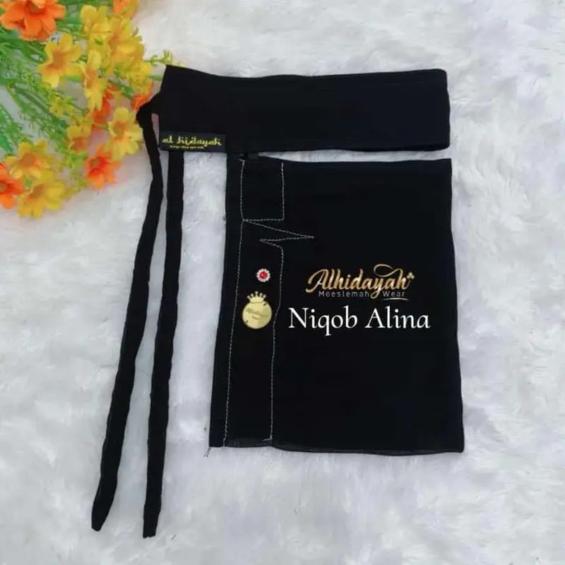 Niqob ALINA | Matt Sifon Silky Premium | Niqab Cadar Bandana Wolfis Terbaru Niqob 2 Layer 0