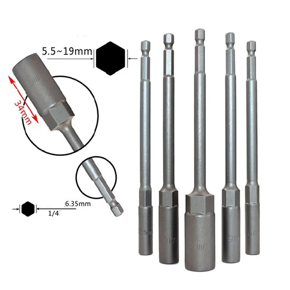 🔥HOT✨1PC 150mm Hexagon Nut Driver Drill Bit Adapter Socket Wrench Extension Sleeve