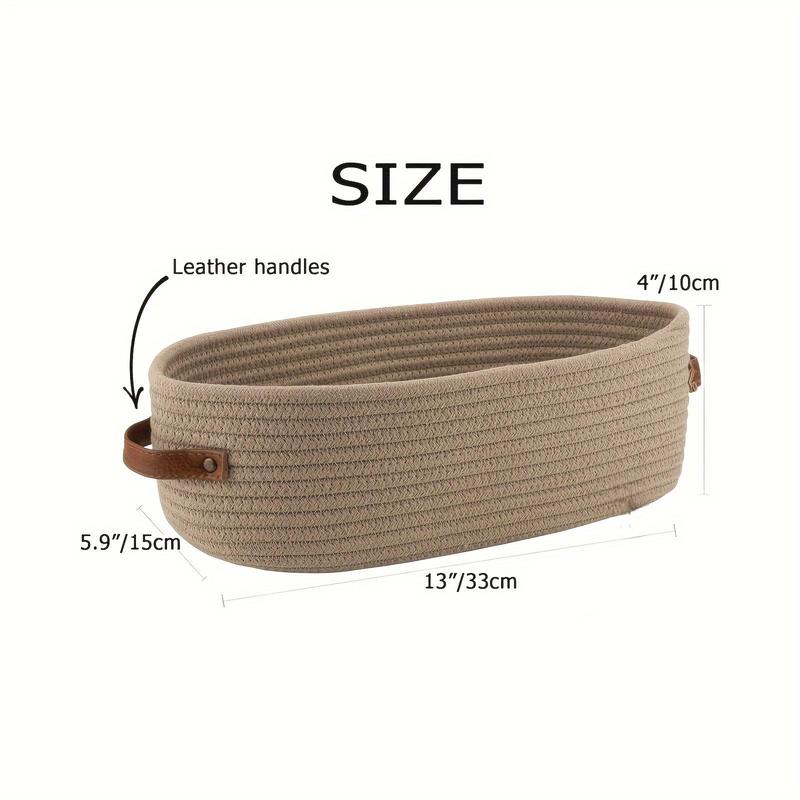 Product Introduction of Woven Storage Basket with Handle, 1 Count Multifunctional Desktop Storage Basket, Home Organizer for Living Room Bedroom Study Room 1
