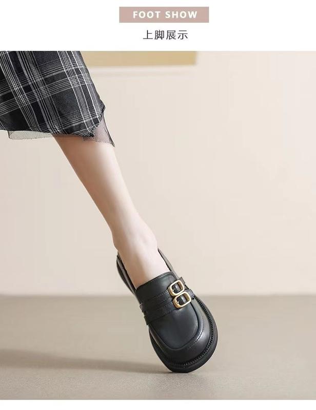 Product Introduction of Yue Chen Loafers Women's 2024 New Spring and Autumn British Style Black Low Heel Leather Shoe Soft Leather JK Pumps Spring 10