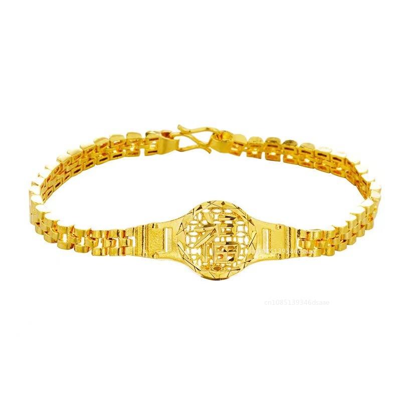 Gold Color Bracelet for Women Chain Heart Wide Chain Cuff Bangle Bracelet Wristband Wedding Jewelry Gifts 22cm 5