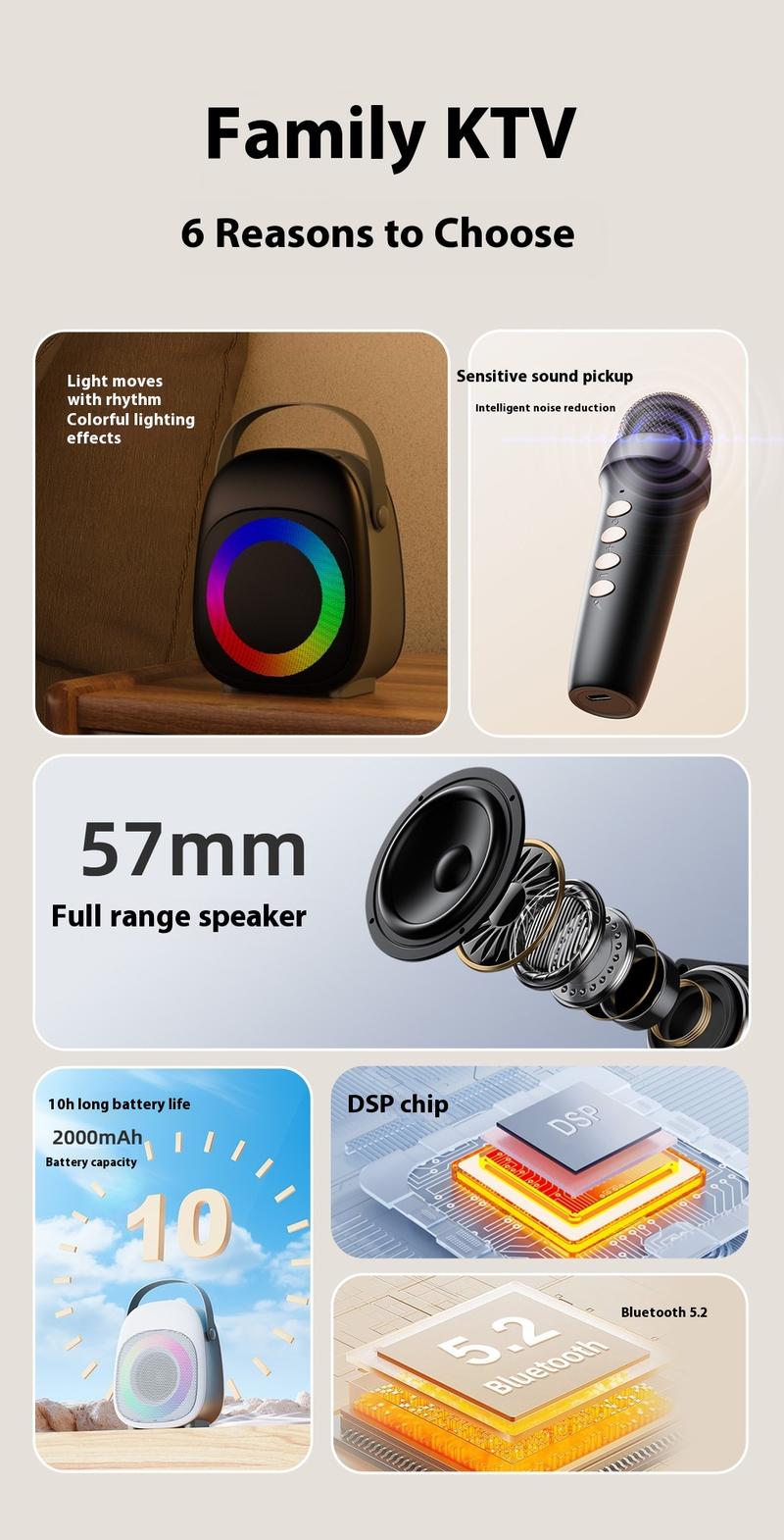 Product Introduction of New karaoke Bluetooth speaker mini portable outdoor microphone all-in-one speaker gift wireless speaker 26
