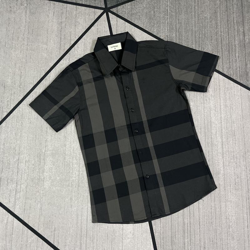 Áo sơ mi tay ngăn sọc caro màu đen chất lụa cotton mềm thoáng khí thiết kế trẻ trung PTH Nam Menswear Cổ Tròn