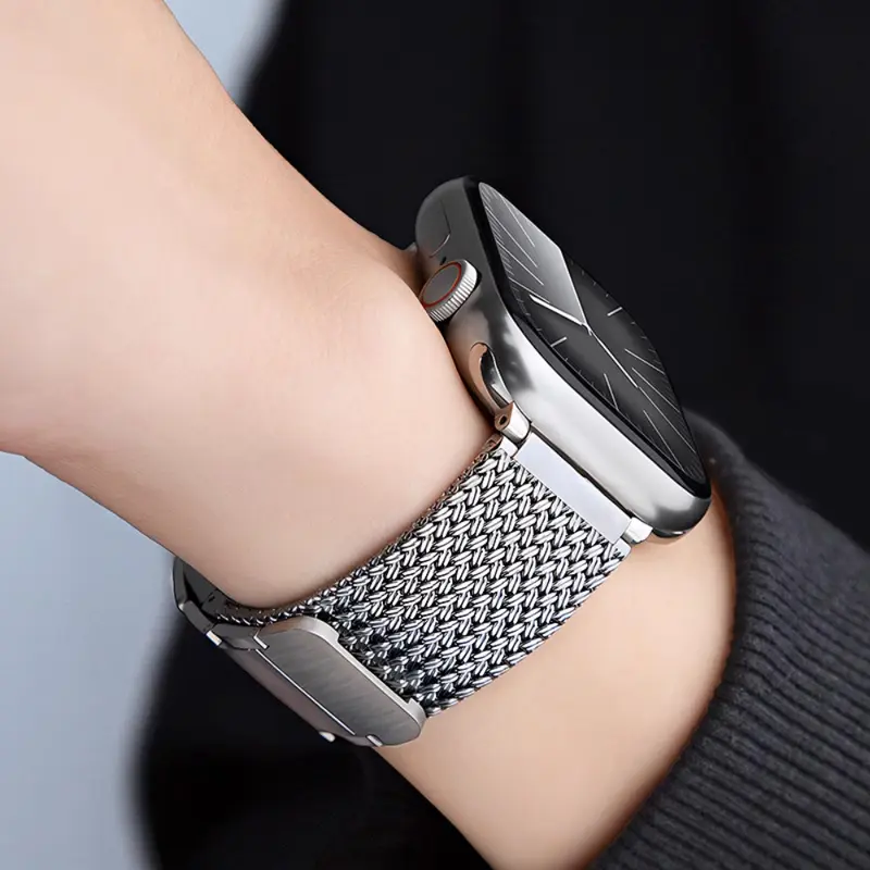 Dây đeo từ tính cho iWatch Ultra, Dây đeo kim loại dệt, Dành cho các mẫu iWatch Ultra 49mm, 45mm, 44mm, 41mm và 40mm, Dành cho nam giới, Dòng đồng Đồng Hồ Apple 9, 8, 7, SE, 6, 5, 4, 3, S8 Ultra, Bao gồm dây đeo 8