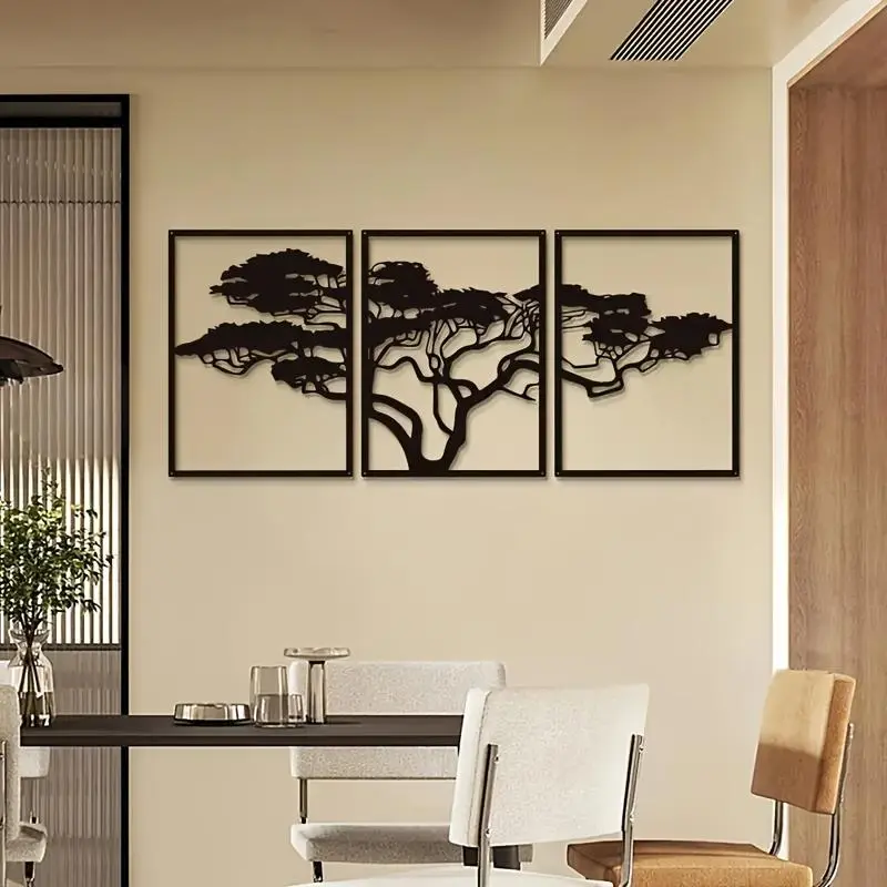 Tree Pattern Metal Wall Art, 3 Counts/set Modern Metal Wall Decor, Wall Hanging Decor for Home Living Room Bedroom Dining Room, Hangable