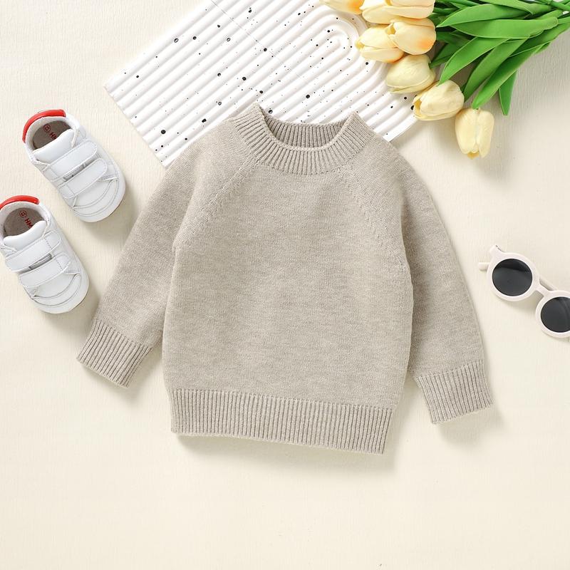 Product Introduction of Toddler Autumn Winter Knit Sweaters Long Sleeve Round Neck Solid Color Knitwears 61