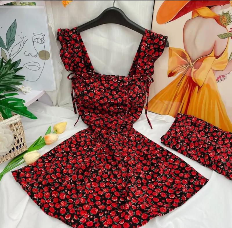 Product Introduction of Set đầm ngắn cánh tiên cột nơ, có mút. Dáng trên gối (kèm quần) 9