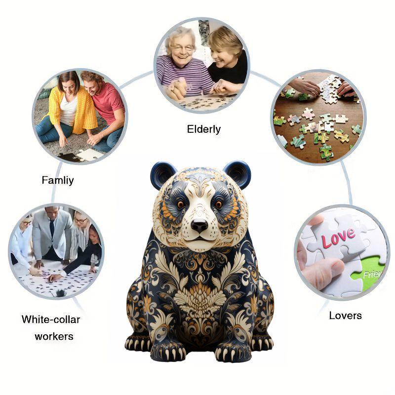 Panda Design Wooden Puzzle (1 Set), Unique Irregular Shape Wooden Puzzle, Brain Teaser Toy, Kids Toys, Gift for Her, Men's Gift 2