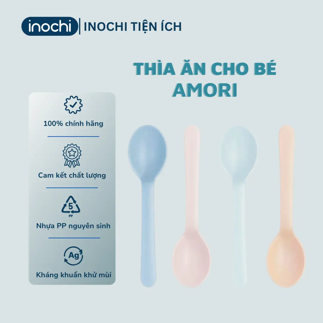 Thìa ăn cho bé Amori, nhựa nguyên sinh cao cấp - CHÍNH HÃNG INOCHI