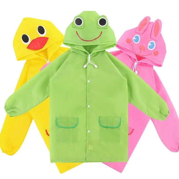 Zansen Jas Hujan Anak Karakter EVA Poliester Tahan Air PVC Hijau Panjang 65cm Dada 45cm Lengan 53cm Usia 3-8 Tahun Cocok Musim Semi Panas Gugur Dingin