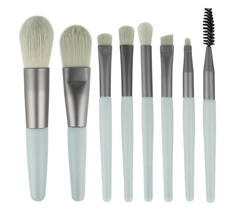 Product Introduction of 8-Piece Mini Makeup Brush Set Morandi Portable Soft Hair Beginner Beauty Tool Set 5