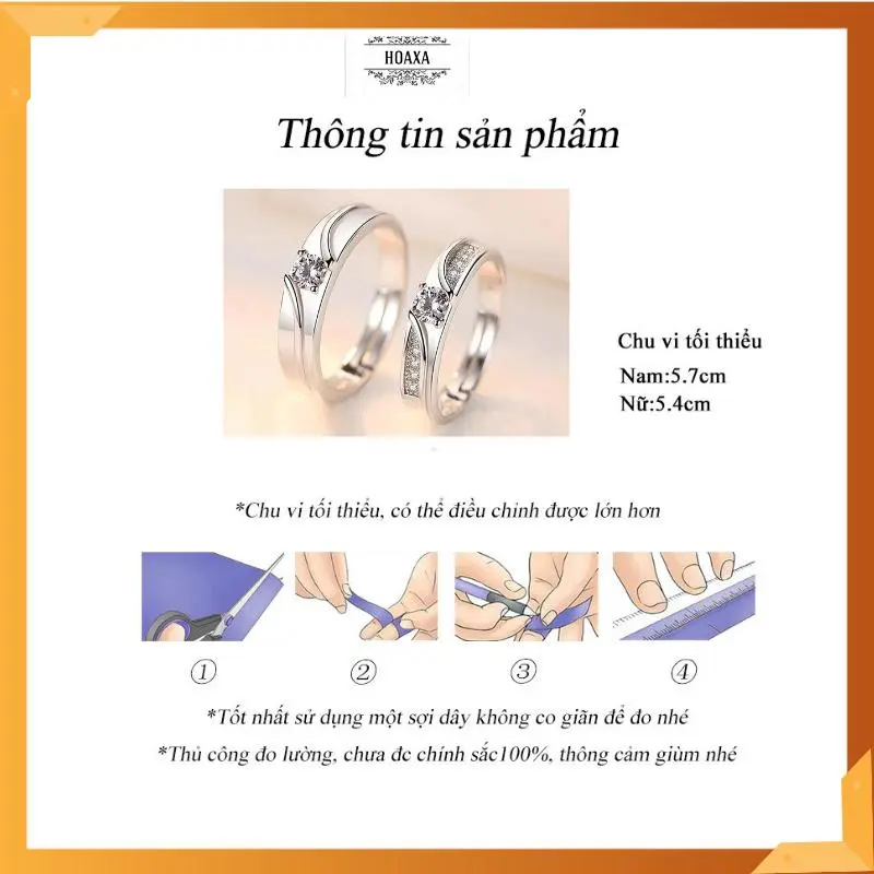 Nhẫn cặp Đôi Nam- Nữ  thiết kế hở dễ dàng điều chỉnh kích cỡ NT02 5