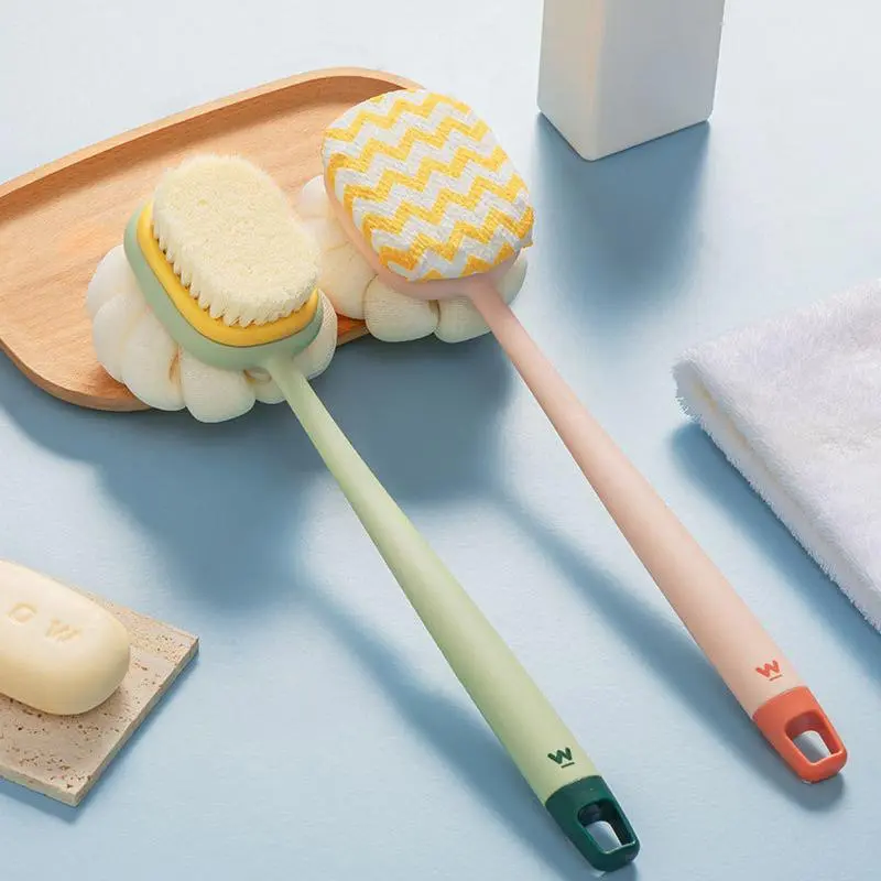 Long Handled Back Brush For Shower, Reversible Shower Body Wash, Removable Shower Scrub Shower Brush For Back, Body Cleaning For Women And Men