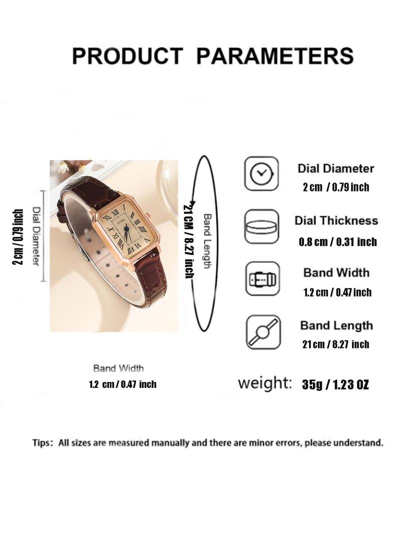 Product Introduction of Women's Vintage Rectangle Dial Quartz Watch, Fashionable Watch for Women & Girls, Trendy All-match & Exquisite Watch for Birthday Gift 1