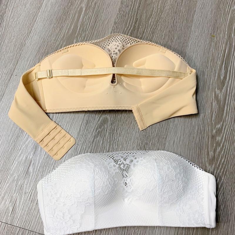 (AĐ20) - Áo ngực không dây nâng 4cm from cúp ngang nâng đẩy vòng 1 viền ren không lộ viền Nữ Women Bra cup