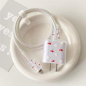 Funda Protectora para Cargador con Correa de Silicona, Organizador de Cable de Carga, Compatible con iPhone 13/14/15, Cubierta para Adaptador de Apple de 20w/18w
