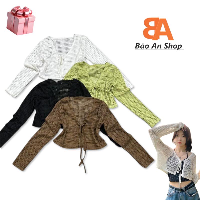 [A54] Áo khoác nữ xuyên thấu phối đồ chất vải lưới đan mắt cáo FreeSize feedback - Bảo An Shop hot top