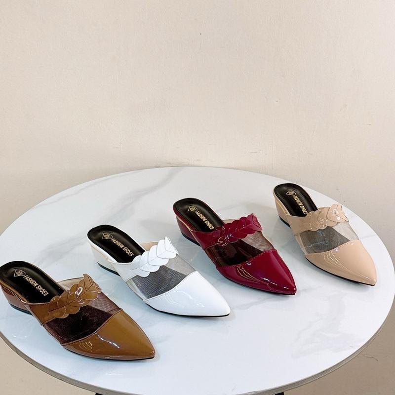 Giày dép trà my - Sục bít mũi pha lưới- cao 3Cm - szie 36-40- phong cách thanh lịch,đơn giản 0