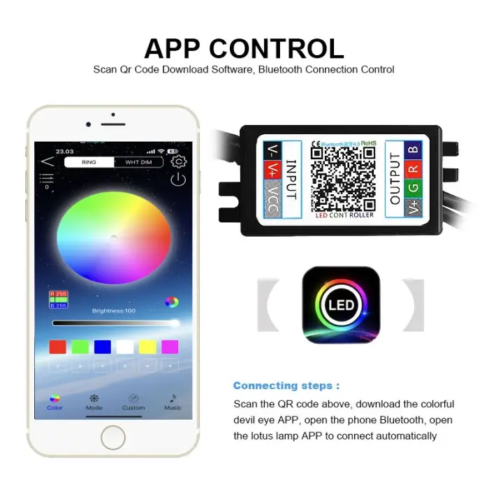 iSUN Lampu Demon Eyes Devil Eyes RGB App BILED Proji Universal DC9-36V 2