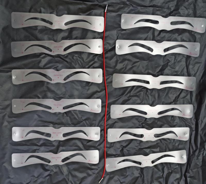 Cetakan Alis Tali 12 pcs cetak alis Bentuk lebih lancip eyebrow ruller ruler card kartu alis penggaris alis pensil alis 2