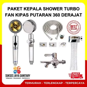 Turbo Fan Shower Head Water Saving High-Pressure Rainfall Propeller ABS Jet Shower Head 360 Rotation Toilet Bathroom Accessories Air Gold Kristal