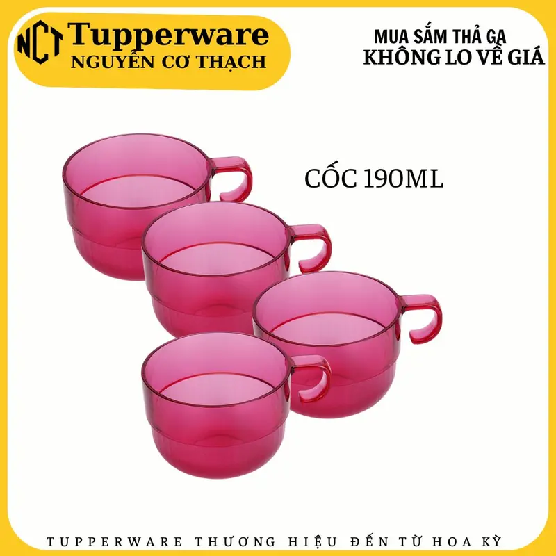 Cốc uống nước 190ml chịu nhiệt ( sét 4) - Tupperware chính hãng 0