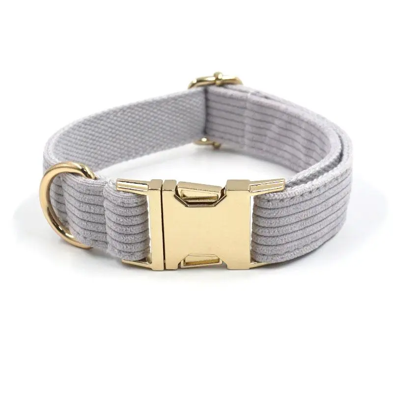 Handsome British Style Corduroy Pet Collar, Zinc Alloy Buckle Adjustable Pet Collar, Comfortable and Breathable, Pet Supplies for Small and Medium-sized Dogs 0