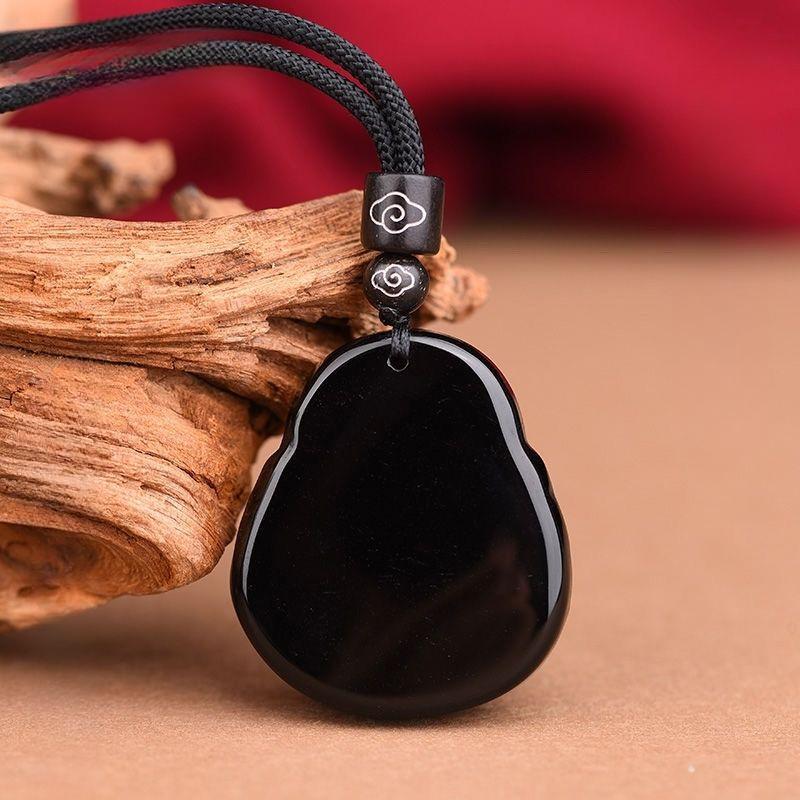 Mặt Dây Chuyền Phật Quan Âm Và Đạt Ma Bằng Đá Obsidian Tự Nhiên, Vòng Cổ Nam Và Nữ, Mặt Dây Chuyền thả Phật Tai To, Thích Hợp Để Đeo, Mặt Dây Chuyền Phật. 3
