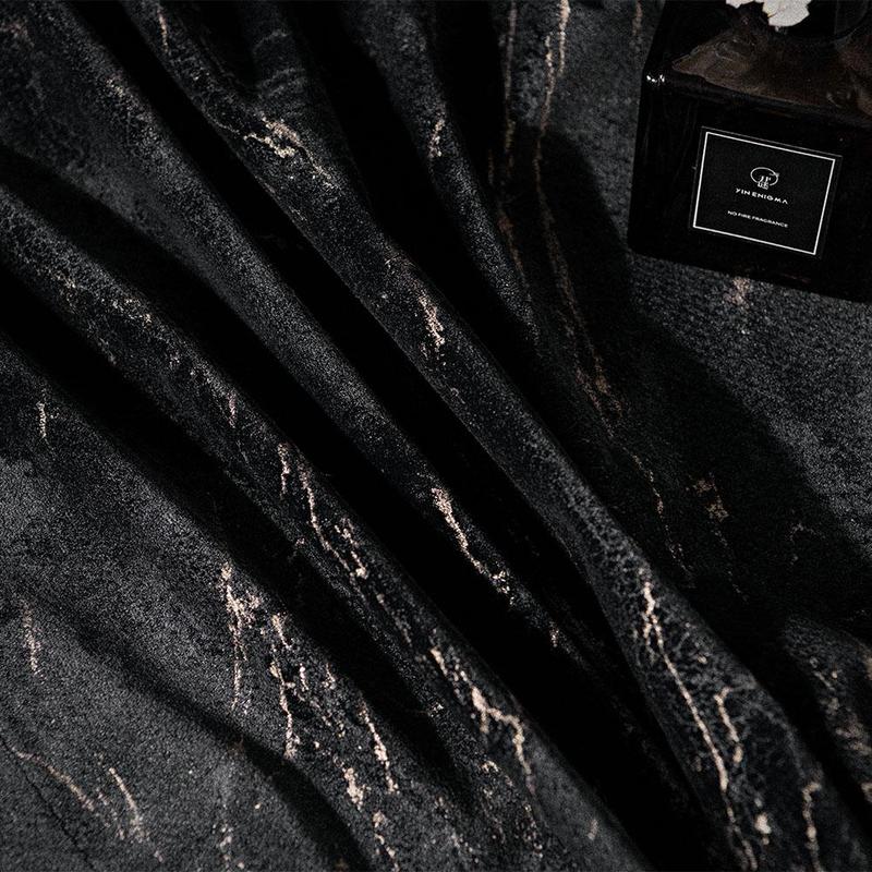 Marble Pattern Black Curtain, 1 Count Retro Room Decor Thickened Curtain, Household Textiles for Home Living Room Bedroom Decor 7