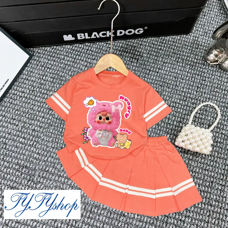 A34 Bộ Váy Xếp Ly Chạy Sọc Ngang Tay,Chân Váy Có Kèm Quần Chip ,Chất Thun Cotton 4 Chiều Co Giãn Thoáng Mát Thấm Hút Mồ Hôi Cho Bé Từ 10-39kgs, Form Áo Vừa Vặn , Thoải Mái Cho Bé (Hình in chuyển nhiệt , với độ bền cao ,không bong tróc)Vải Cotton đồ bé 2