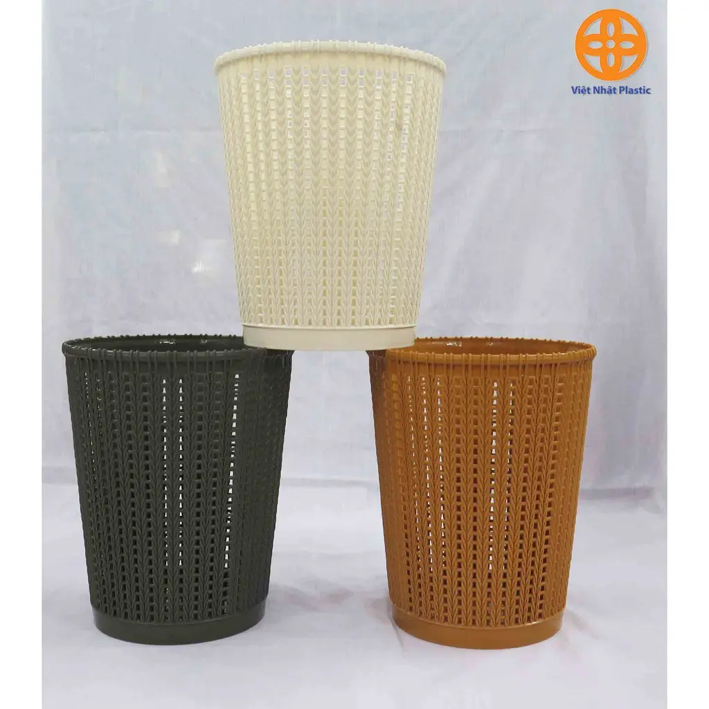 Thùng rác nhựa giả mây VIETNHAT - Sọt rác Đồng t hùng chữ nhật