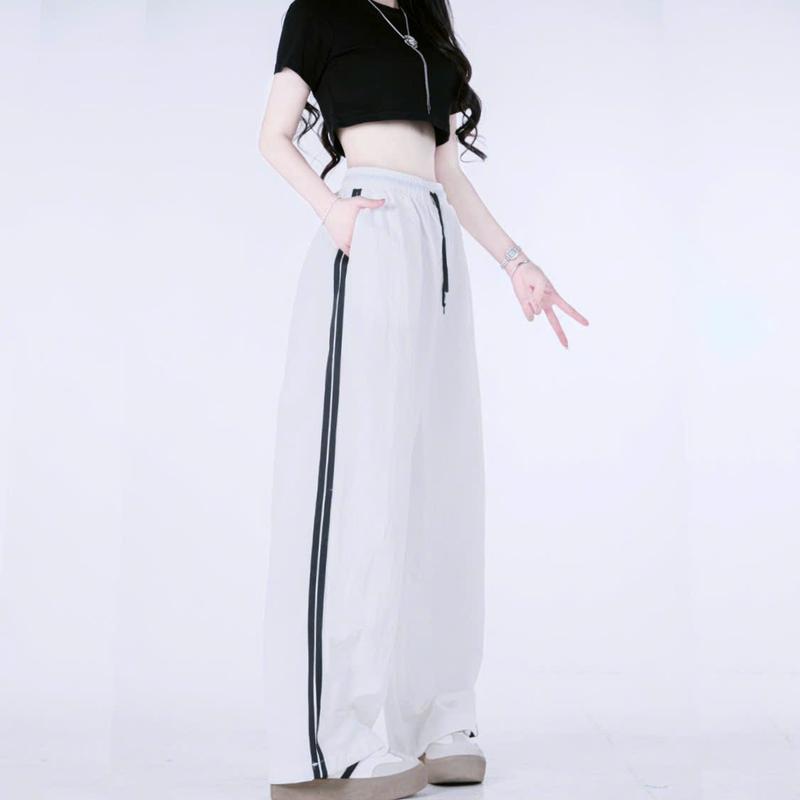 Product Introduction of [SARA] Quần Kẻ Sọc Dáng Rộng  Gió Nhăn  Suông Thể Thao Cao  Cấp Sport Yoga Summer 2025 - Mã: TD081 1