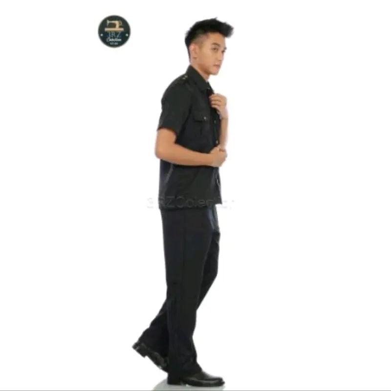 Setelan Safari Hitam Baju dan Celana Lengan Pendek/Lengan Panjang Pria Kerja Safety - Baju Seragam Safari Hitam Satpam - Katun, Wearpack, Coklat 1