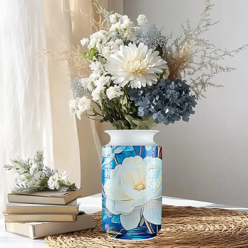 3D Flower Pattern Puzzle, 162pcs/set DIY Flower Vase Puzzle Ornament, Simple Puzzle Toy, Office Living Room Home Decoration, Gift for Friend 7