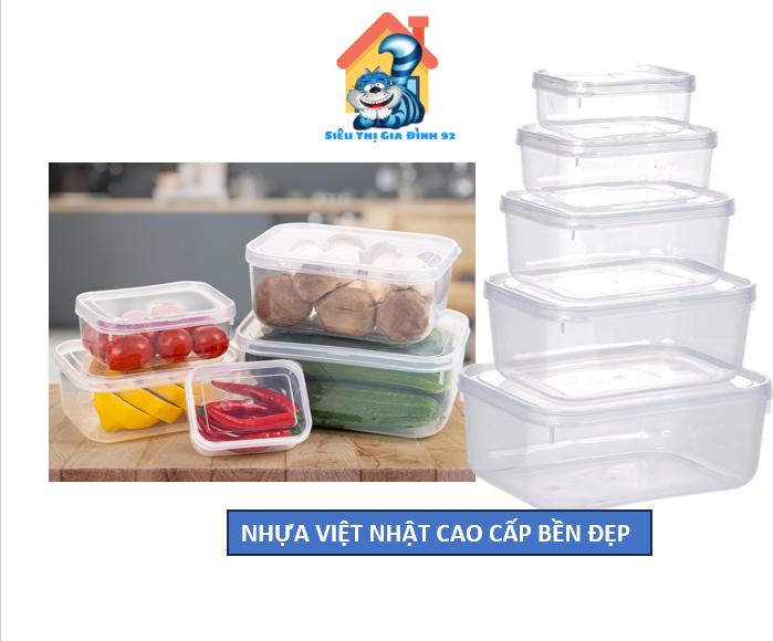 Bộ 5 Hộp Lạnh Bầu Đựng Thức Ăn Nhựa Việt Nhật, Hộp Trữ Đồ Đông Đồ Đựng Rau Củ Quả Tiện Lợi 6685
