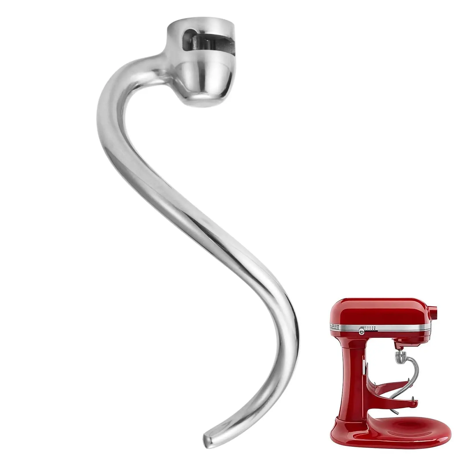Stainless Steel Spiral Dough Hook, Kitchen Aid Mixer Attachment, Easy to Install & Clean Blender Accessories, Household Kitchen Appliance Parts for 6qt Bowl