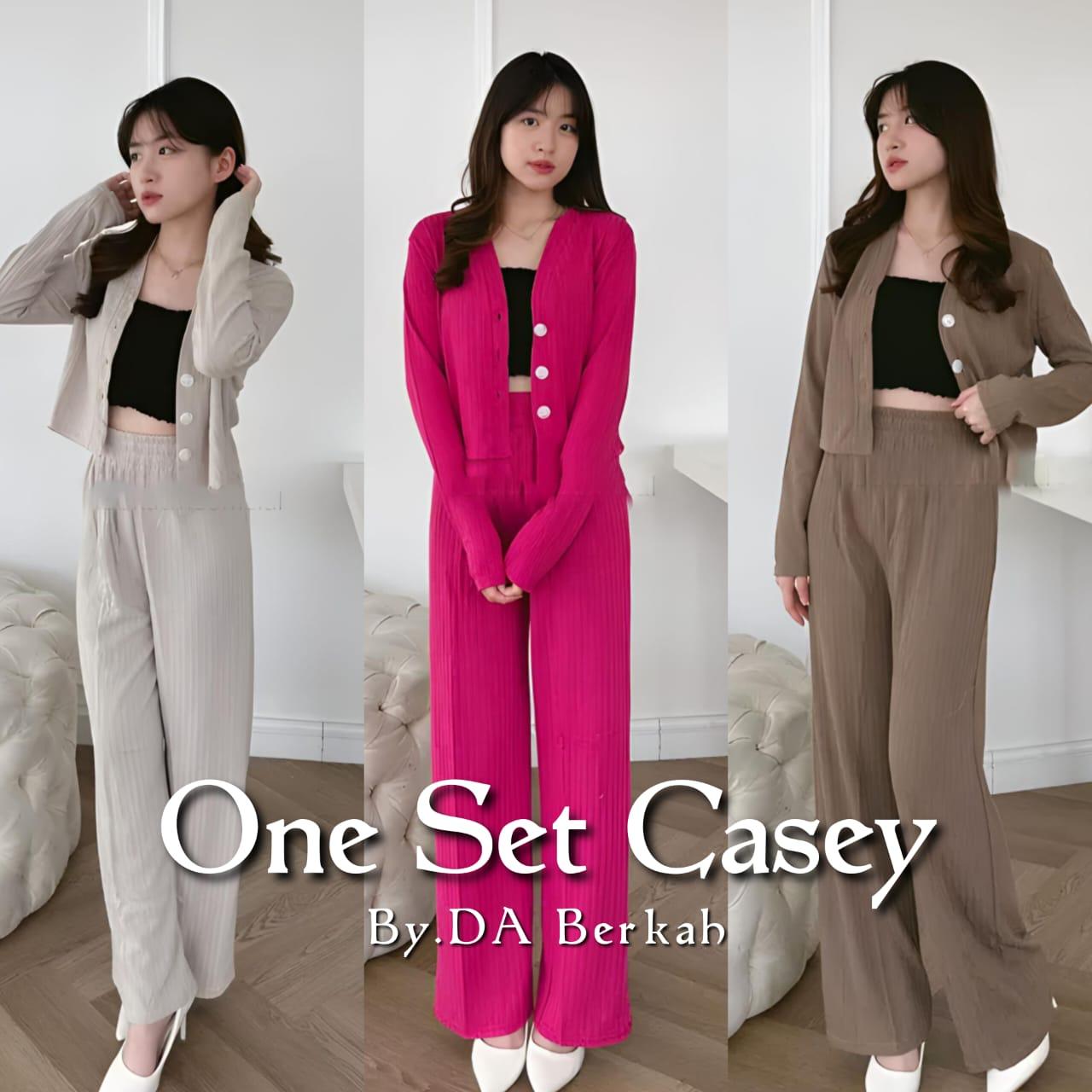 One Set Wanita Casey Knit Hornet Setelan Crop Top Korea Setelan Knit Wanita Crop Setelan Wanita Koran Style Setelan Rajut