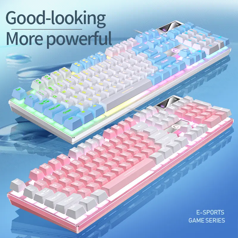 Bàn phím cơ, Bàn phím văn phòng, với ánh sáng RGB, Thiết kế công thái học, Thích hợp cho Mac và Win, Cổng Peripherals máy tính ban  phim