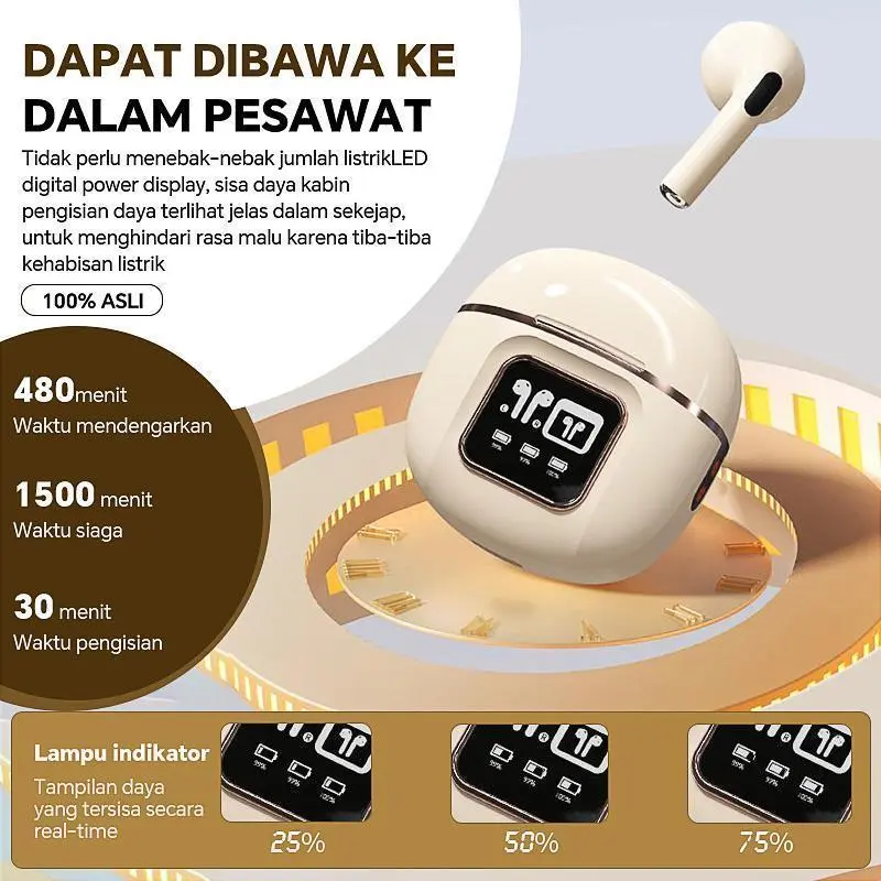 New 2024 Cantiklife.Home Headset Bluetooth Earphone TWS True Wireless Stereo Panggilan Binaural HD HIFI Earbuds J55 7