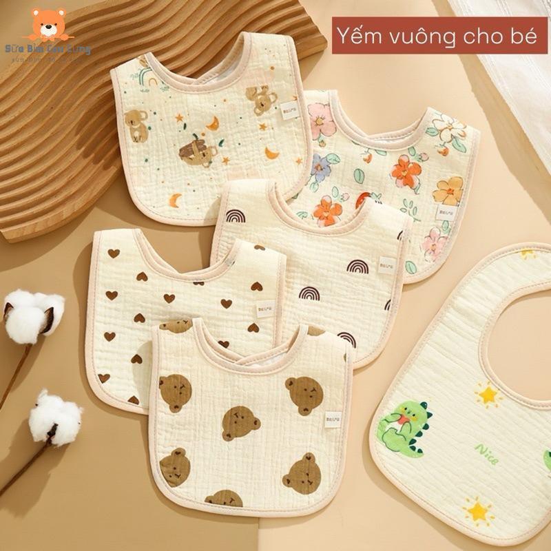 Yếm Vuông Muslin Chống Thấm Dày Dặn, Mềm Mại Thấm Hút Tốt Cho Bé