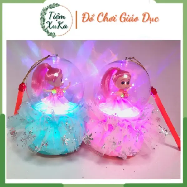 Đồ chơi lồng đèn trung thu cho bé gái hình búp bê QUẢ CẦU TUYẾT có nhạc và đèn phát sáng (không kèm pin)
