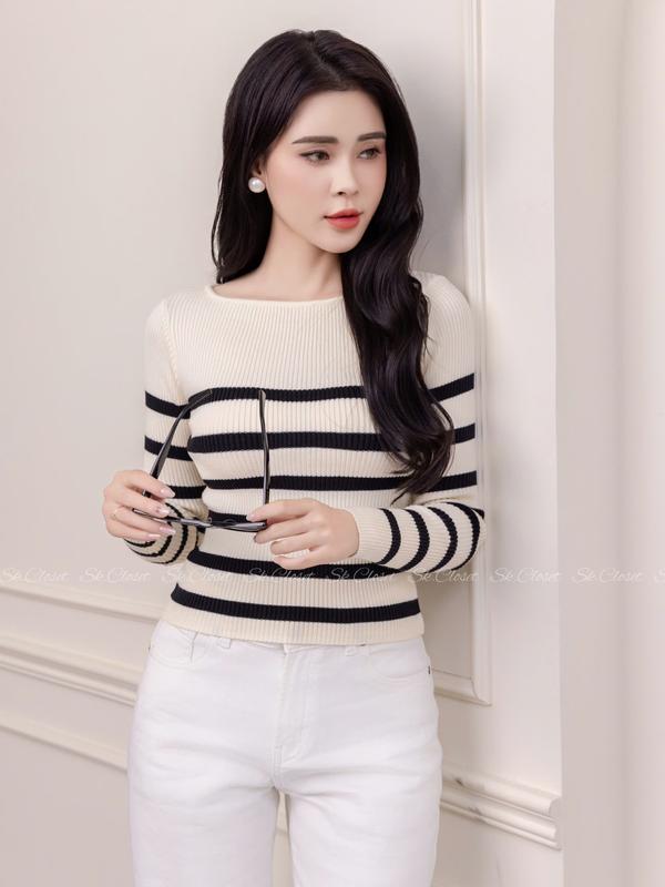 AL04- Áo Len Tăm Nữ Cao Cấp Tay Dài Cổ Thuyền, Chất Liệu Len Tăm Dày Dặn, Thiết Kế Ôm Form Vừa Phải - Nữ Women Top Lưng Cao Cổ Tròn Xinh ( Thu - Đông)