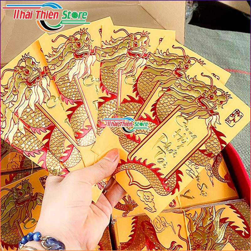 Combo 6 Chiếc Bao Lì Xì Mẫu Mới YT2304 3D Độc Lạ, Rồng Vàng, Đỏ Xuân Giáp Thìn 2024