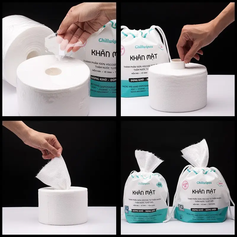 Khăn mặt khô Chillwipes dùng 1 lần lau khô, lau ướt - Giấy lau mặt dùng một lần 80 khăn 1