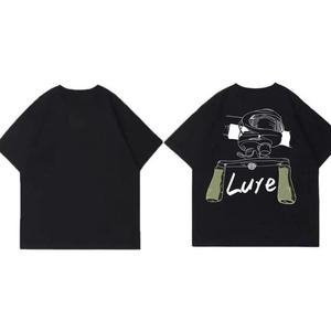 Camiseta negra con diseño abstracto 2D – estilo urbano alternativo, ideal para hombre y mujerkeadisden Lua Pesca Camisetas De Algodón Impreso, Ajuste Flojo Estilo De Verano, Se Adapta A M-3XL Black XXL