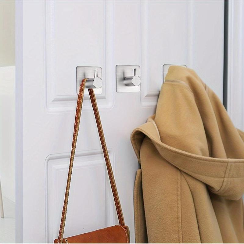 Stainless Steel Wall Mounted Hook (4 Counts), Waterproof Wall Hook, Multifunctional Hook for Hanging Coats, Hats, Towels, Home Organizer 5