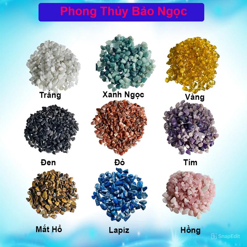 1kg Đá vụn thạch anh tự nhiên các màu - đá trang trí nhà cửa các màu - thả bể cá - decor phong thủy