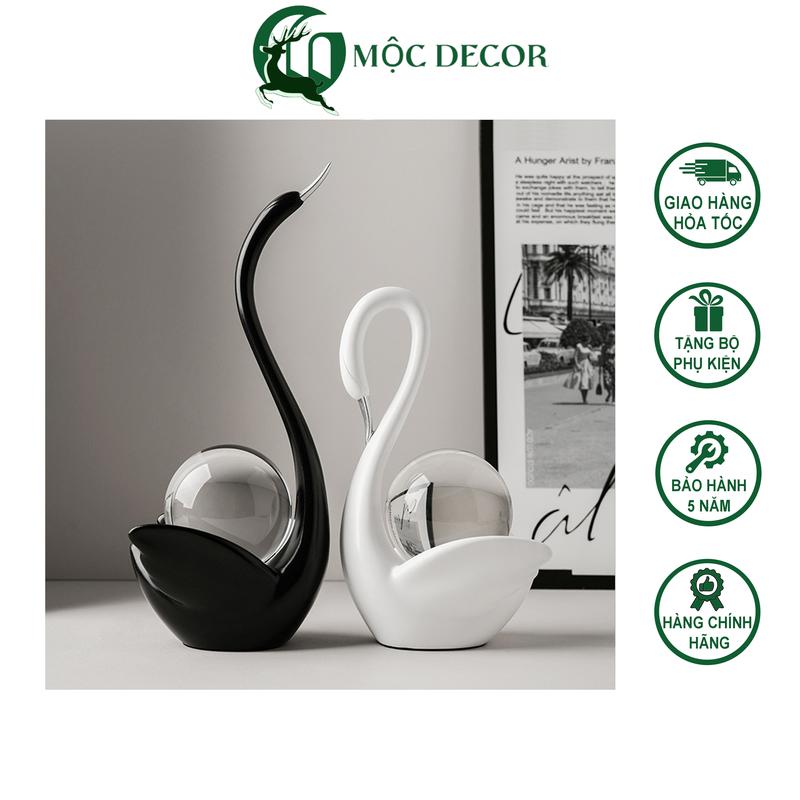Decor Đôi Thiên Nga Đen Trắng Cõng Quả Cầu Pha Lê Trang Trí Không Gian Nội Thất Gia Đình Văn Phòng Cửa Hàng Decor Phòng Đồng Trang Trí Nhà Q01