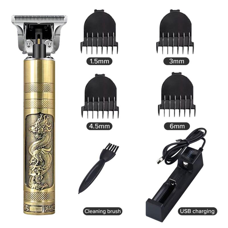 Tông đơ chấm viền có đầu cắm USB chuyên nghiệp cho nam Động cơ tốc độ cao luoi dao độ cứng cao Salon tóc chuyên dùng Tông đơ thân màu vàng máy cạo râu nam kéo cắt tóc